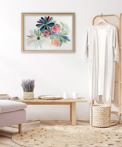 Blake Flowers on Glass 2 Whole Flowers Framed Printed Art