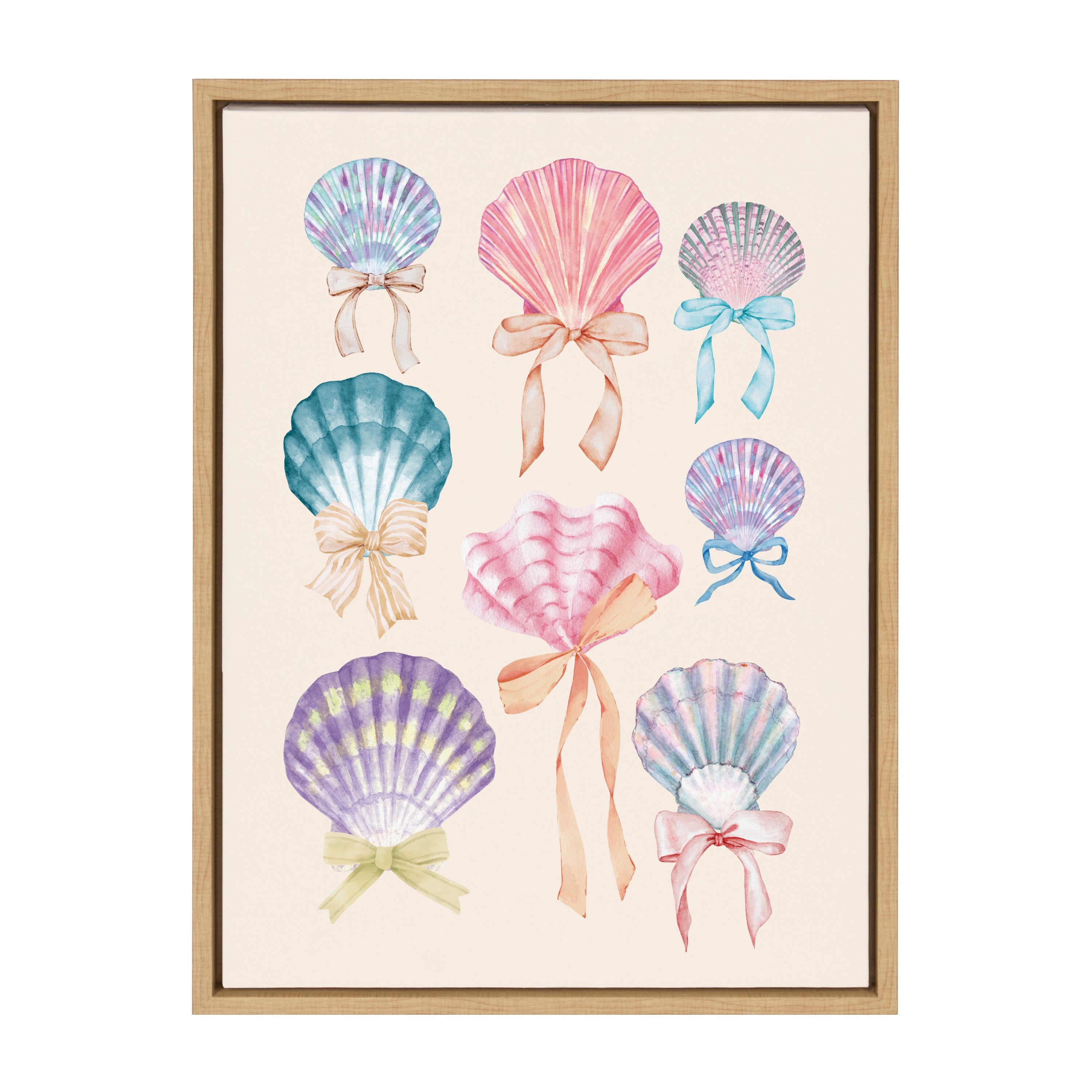 Sylvie Seashell Bows Framed Canvas by Honey Island Studio