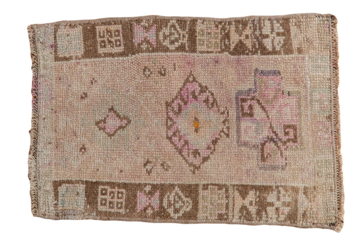 1.5x2 Vintage Distressed Kars Square Rug Mat showing intricate medallion and floral pattern with muted earthy and muted metallic tones.