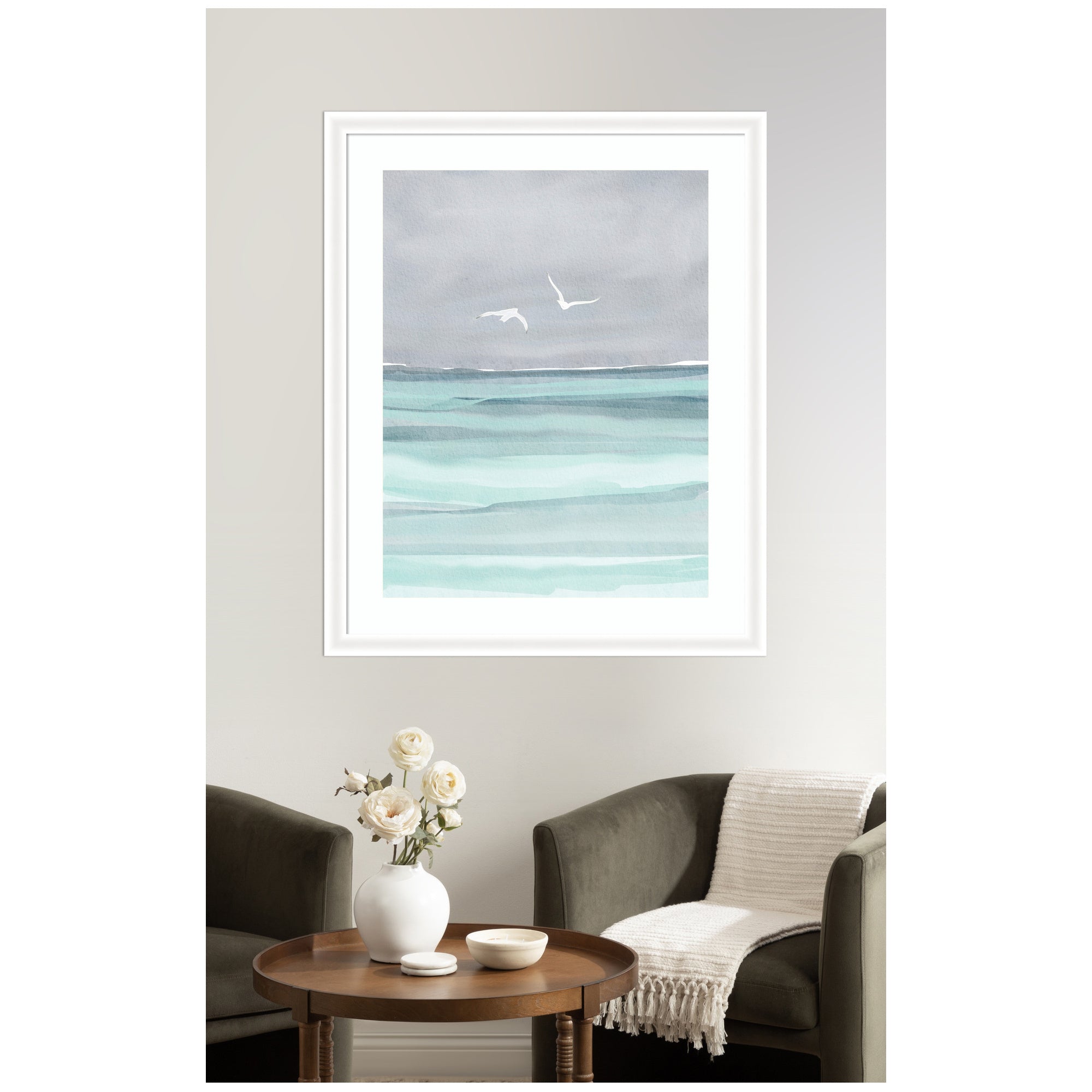 Framed Art Sea and Seagulls by Nikita Jariwala