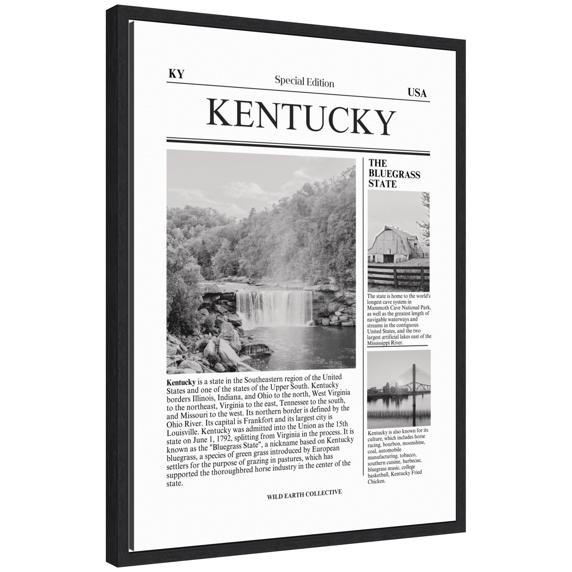 Kentucky Article by Megan Ryan framed canvas wall art print in Sylvie black frame