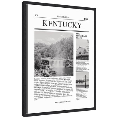Kentucky Article by Megan Ryan framed canvas wall art print in Sylvie black frame