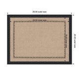 Rectangular beige board with black scallop pattern border inside a solid black frame, labeled with 26x20-inch outer and 24x18-inch inner size dimensions.