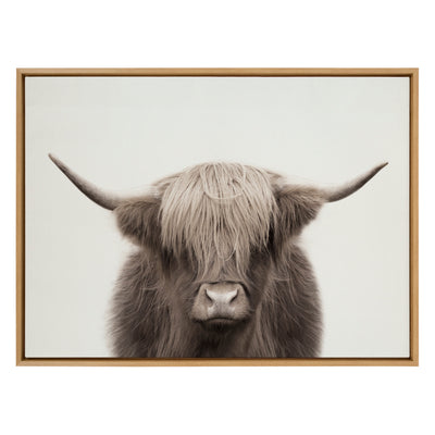 Sylvie Hey Dude Highland Cow Color Framed Canvas by The Creative Bunch