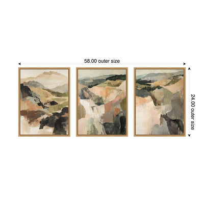 Sylvie Tonal Mountains - 3 Piece Framed Canvas Art Set by Amy Lighthall