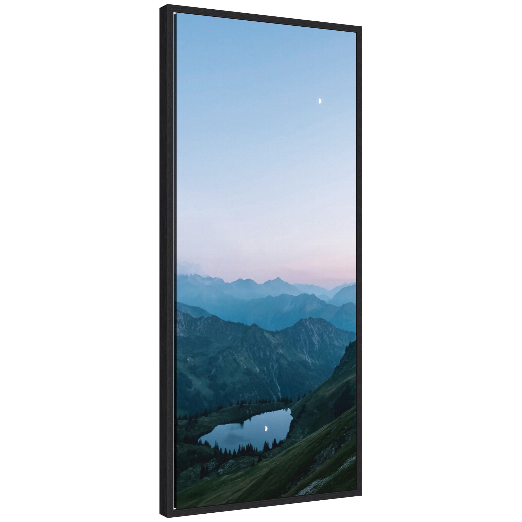 Sylvie Moonrise over the Mountain Lake in the German Alps Framed Canvas by Michael Schauer