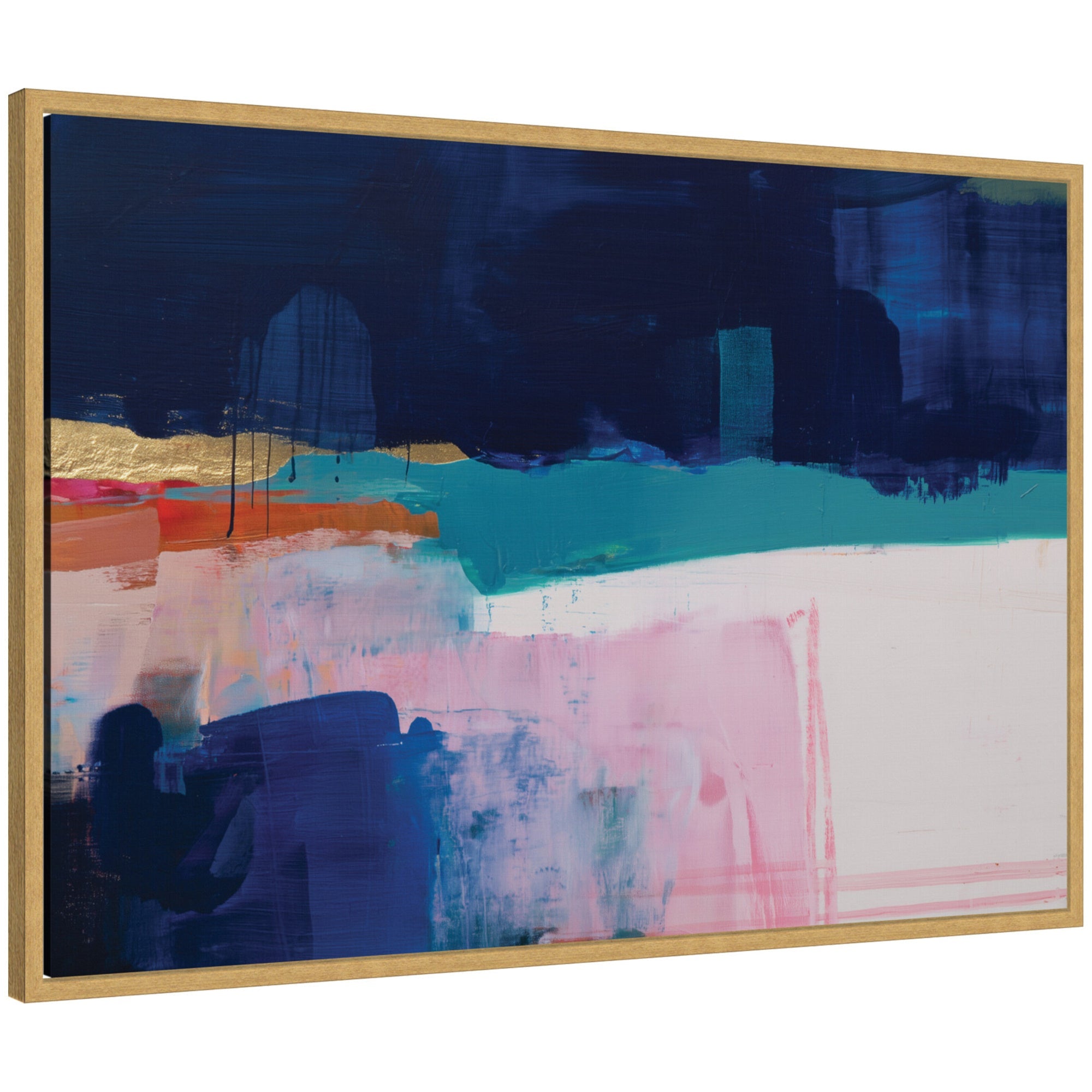 Blue Current No.
1 by Amy Lighthall framed canvas wall art print in Sylvie Bright Gold frame