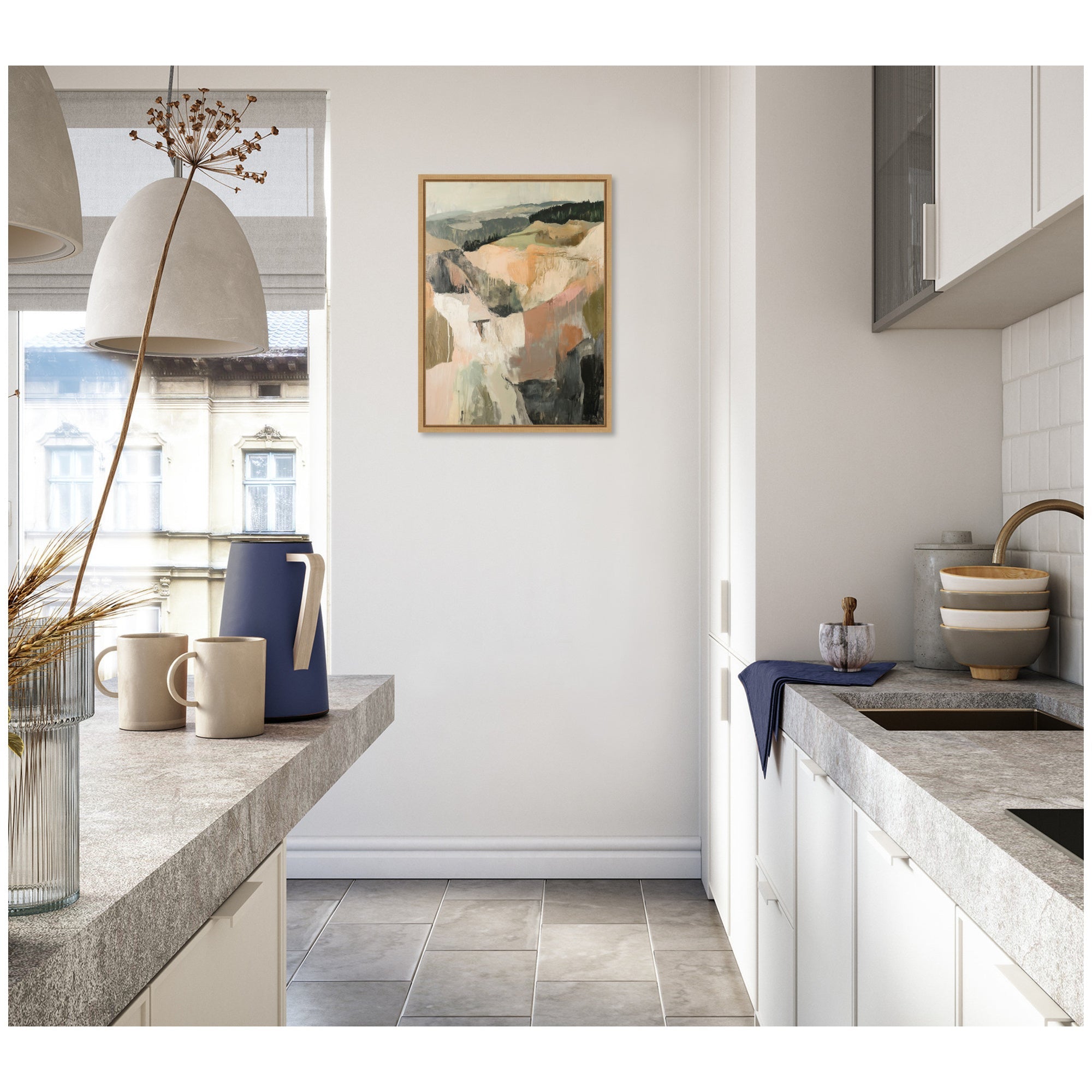Sylvie Tonal Mountains I Framed Canvas by Amy Lighthall
