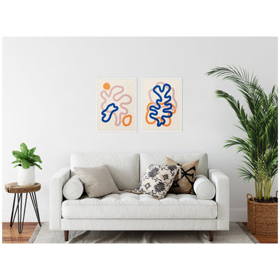 Sylvie Abstract Line Art 1 and 2 Framed Canvas Art Set by July Art Prints