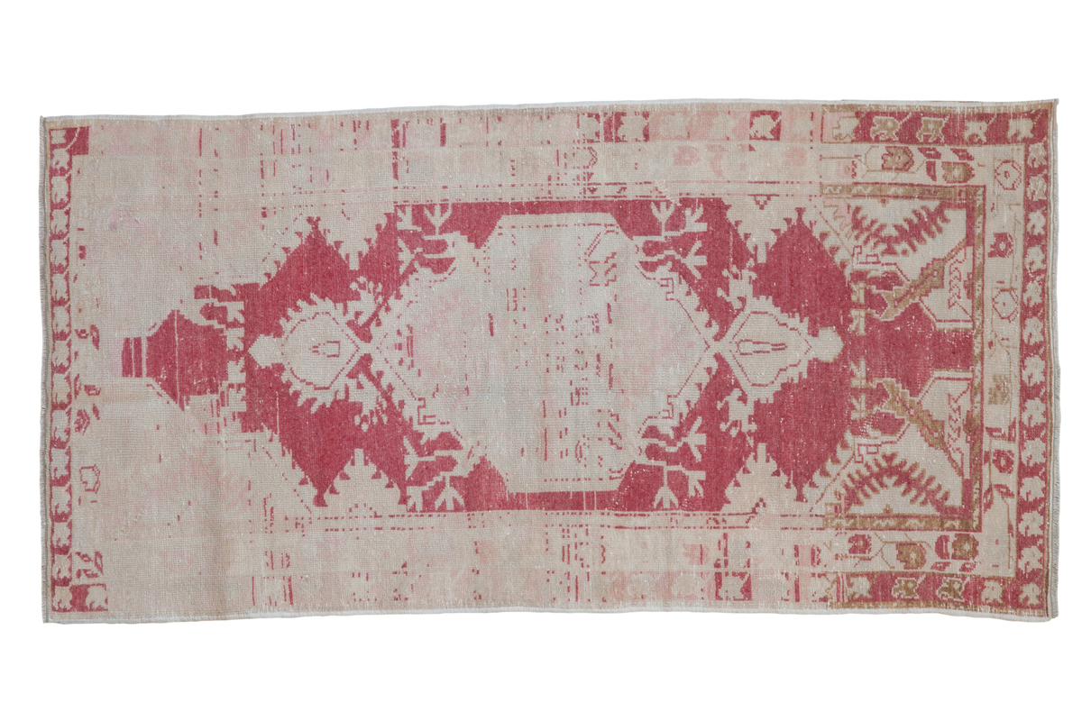 3x6 Vintage Distressed Oushak Rug Runner with center medallion and floral meandering vine design
