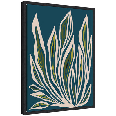 Sylvie Blue Flora 2 abstract blue and floral framed canvas art by Alicia Bock