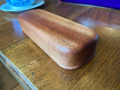 Handcrafted mahogany keepsake box with sliding dovetail joinery and beaded bottom detail