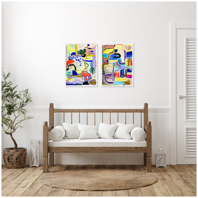 Sylvie Colorful Abstract 6 and 7 Framed Canvas Art Set by Emma Daisy