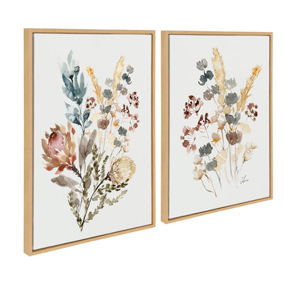 Sylvie Wildflower Bunch and Wild Salvia Framed Canvas Art Set by Sara Berrenson