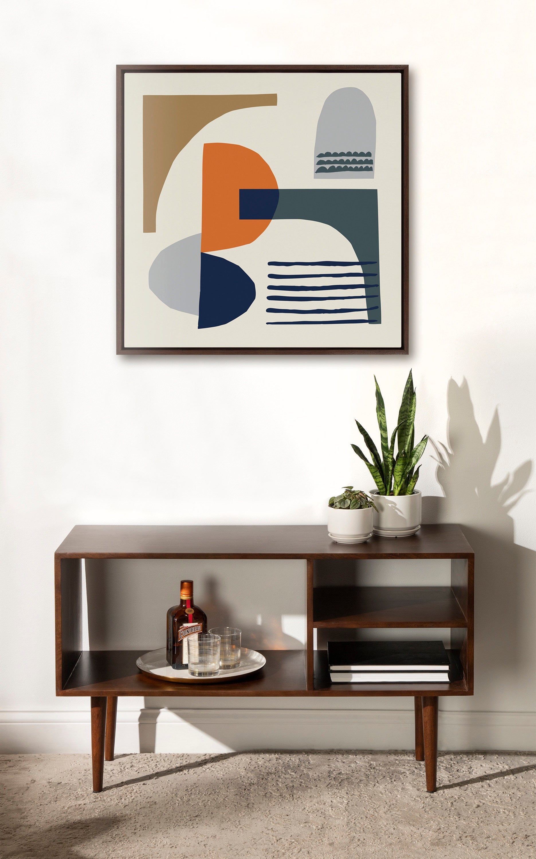 Sylvie Abstract Mid Century Framed Canvas