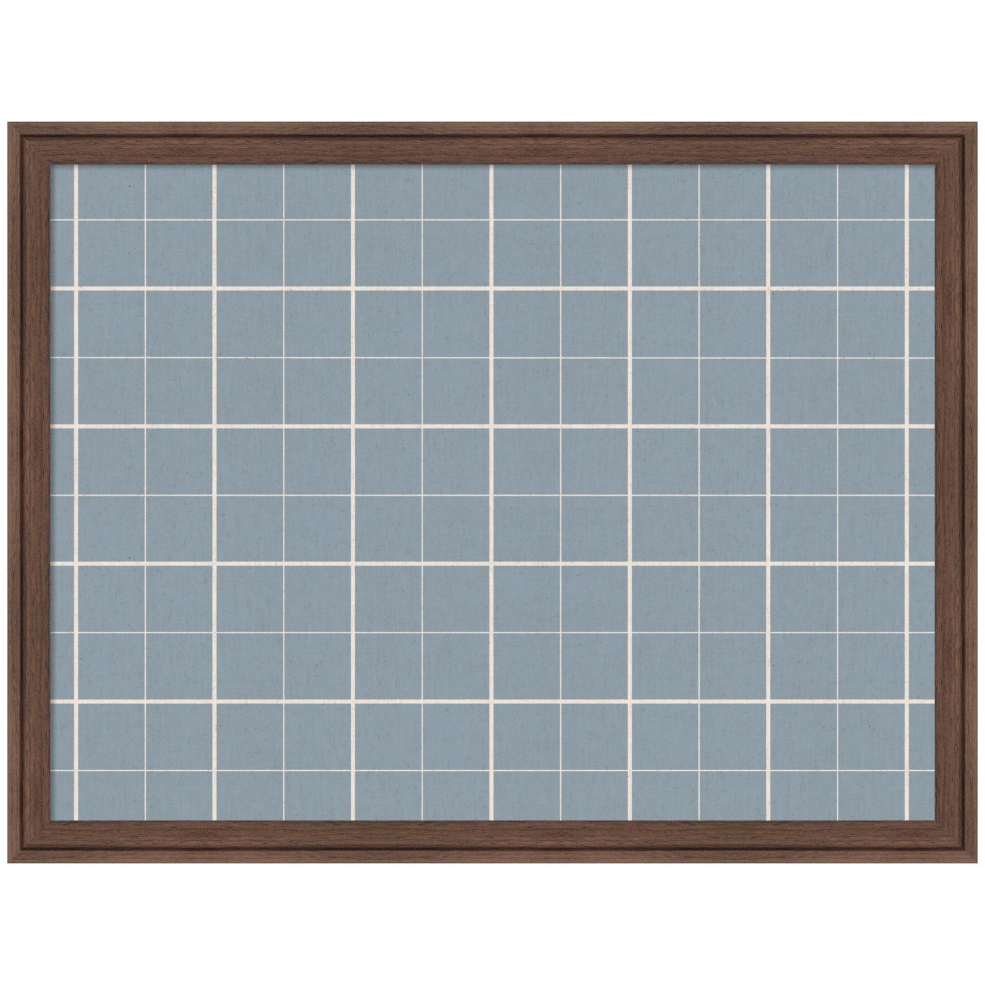 Framed Fabric Pinboard Light Blue Plaid Wall Organization
