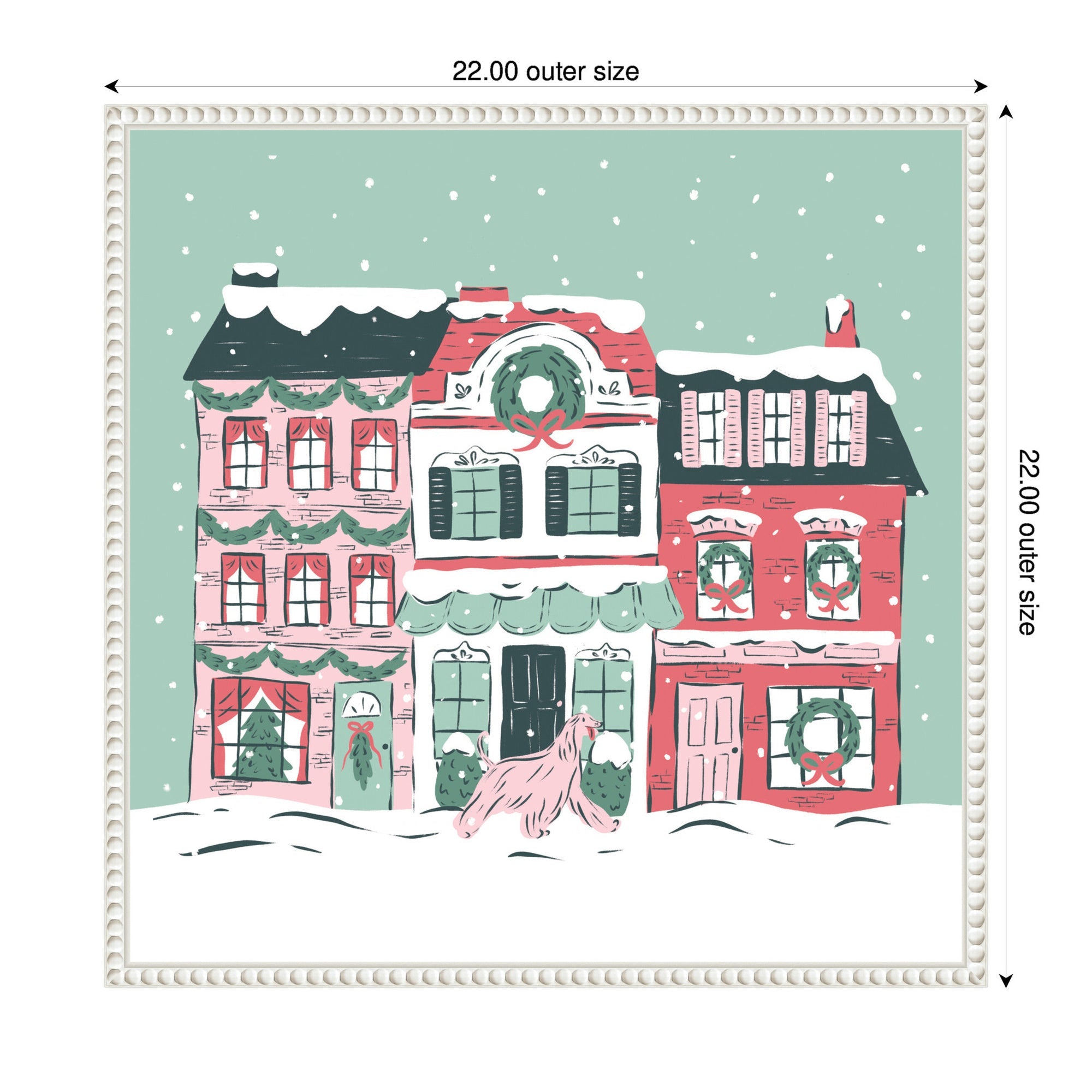 Sylvie Beaded Snowy Christmas Village Framed Canvas by Krissy Mast
