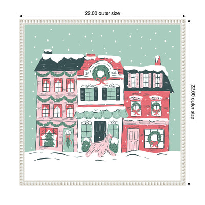 Sylvie Beaded Snowy Christmas Village Framed Canvas by Krissy Mast