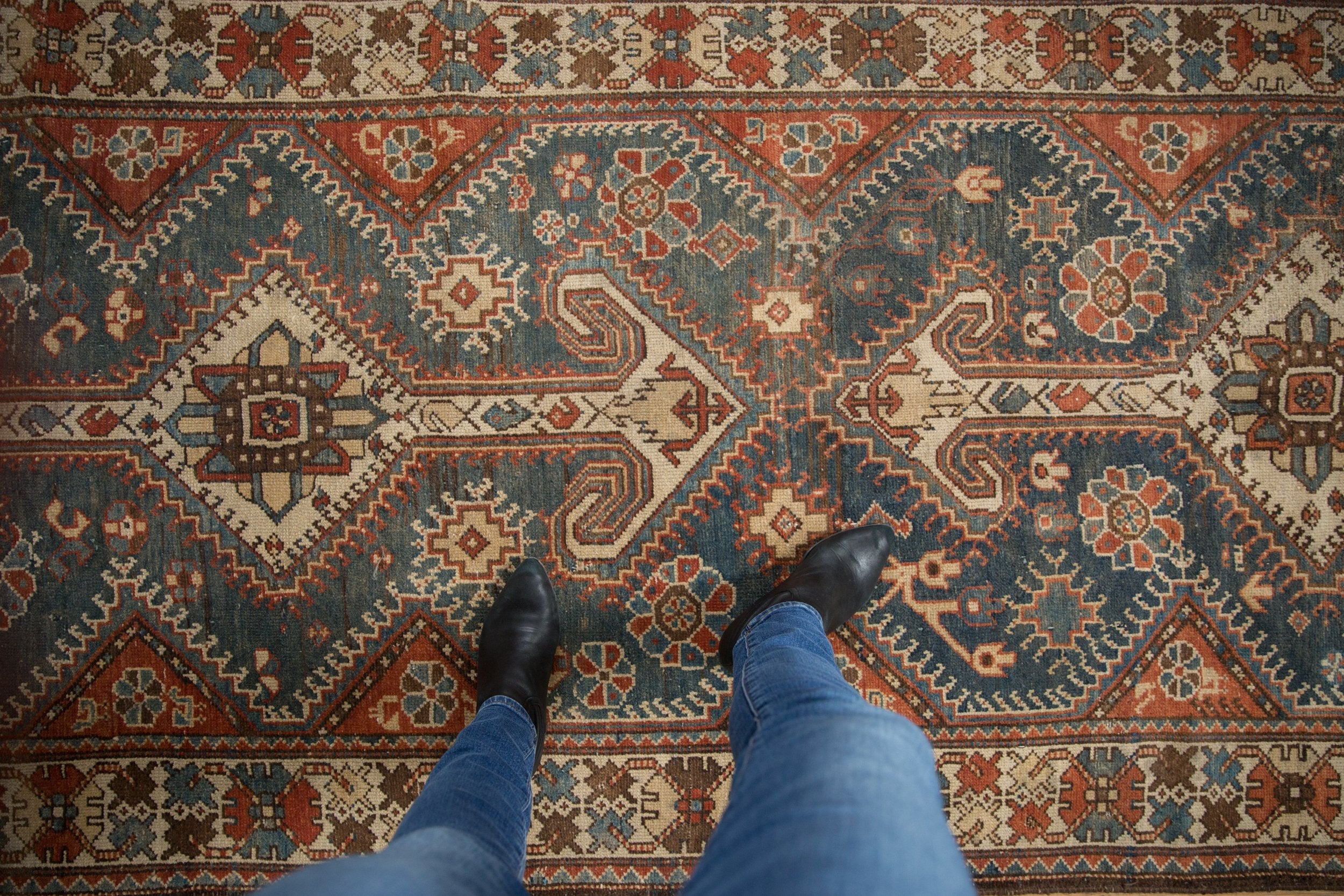 4x14 Vintage Distressed Hamadan Rug Runner by Old New House® - product image 2 for Resin Society