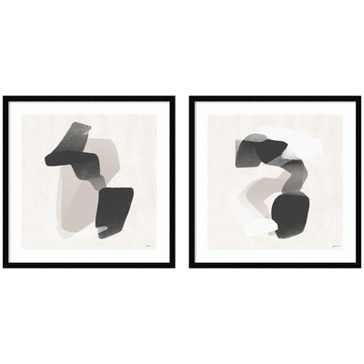 Abstract Neutral 01 & 02 2 Piece Framed Wall Art Print Set by Gabrielly Guedes