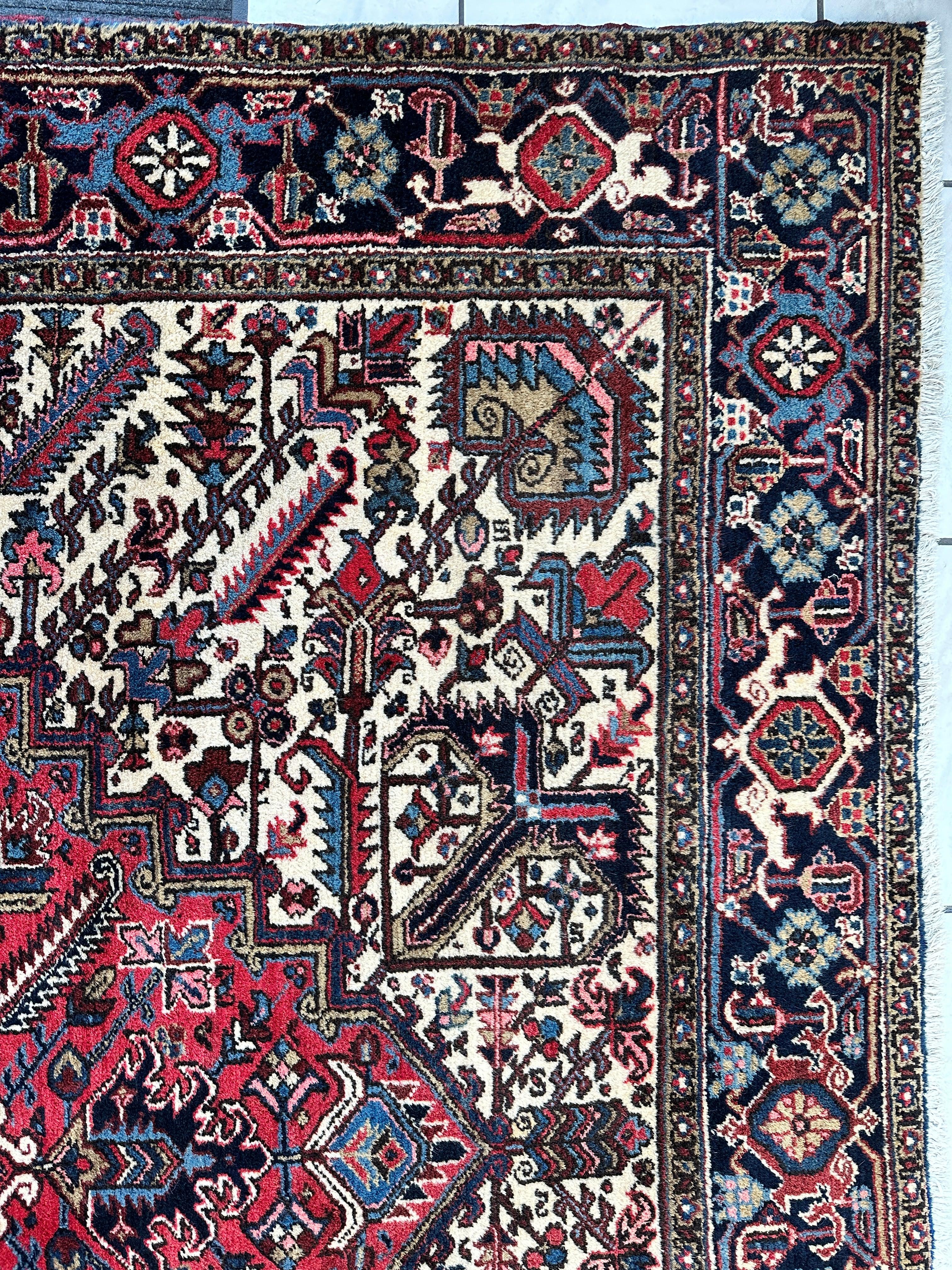 Hand-Knotted Persian Heriz Wool Rug – 9’ x 12’ – Geometric Medallion by Rugistan - product image 9 for Resin Society