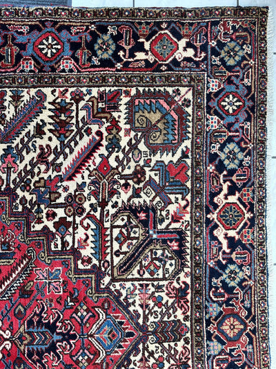 Hand-Knotted Persian Heriz Wool Rug – 9’ x 12’ – Geometric Medallion by Rugistan - product image 9 for Resin Society