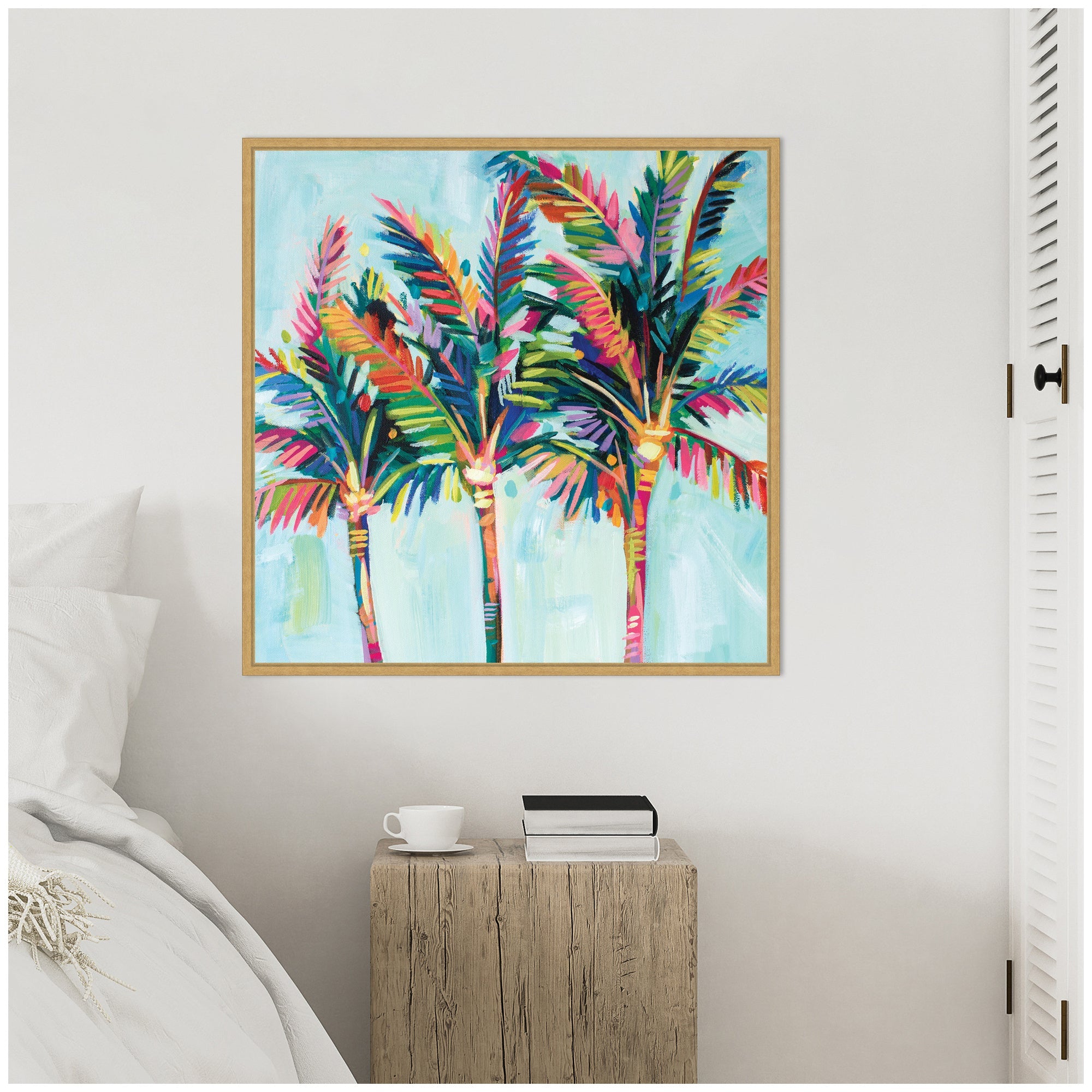 Sylvie Rainbow Coconuts Framed Canvas by Rachel Christopoulos