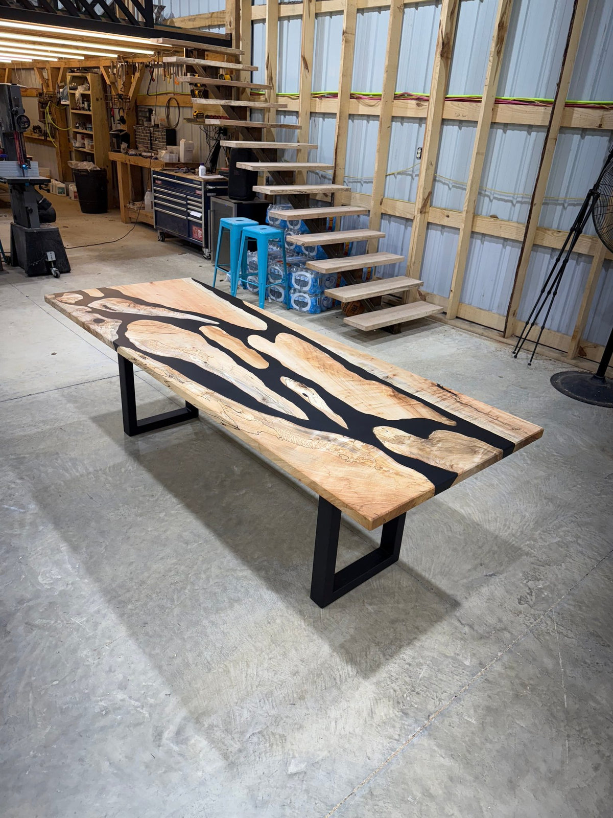 8x3 Maple River Table with maple wood surface and customizable legs by Sasquatch Tables LLC