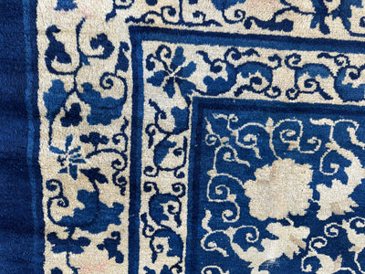 Hand-Knotted Antique Chinese Peking Wool Rug – 9’ x 11’5” – Distressed by Rugistan - product image 11 for Resin Society