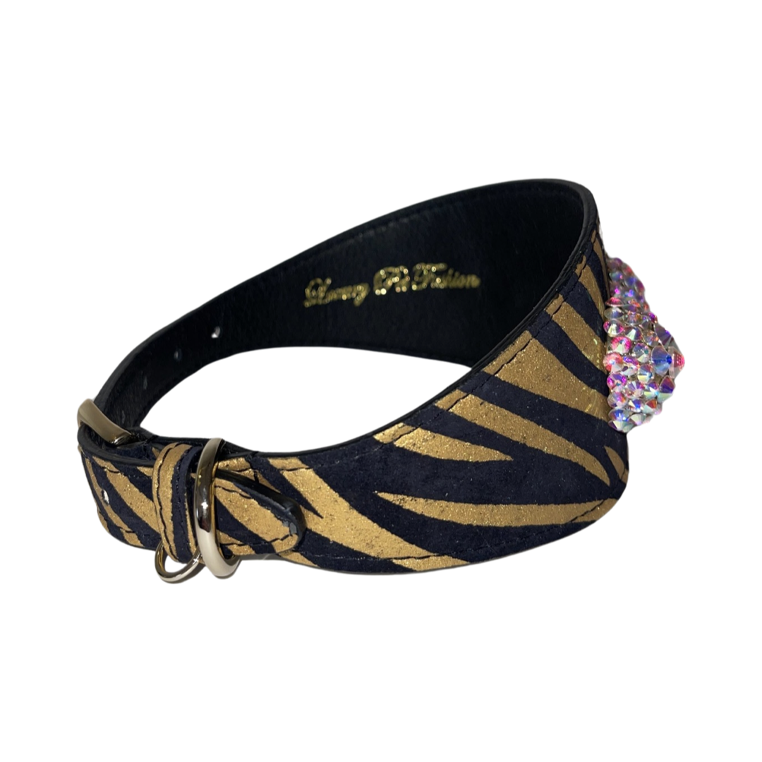 Glam Black & Gold Zebra Collar by Allysa Payne Beverly Hills
