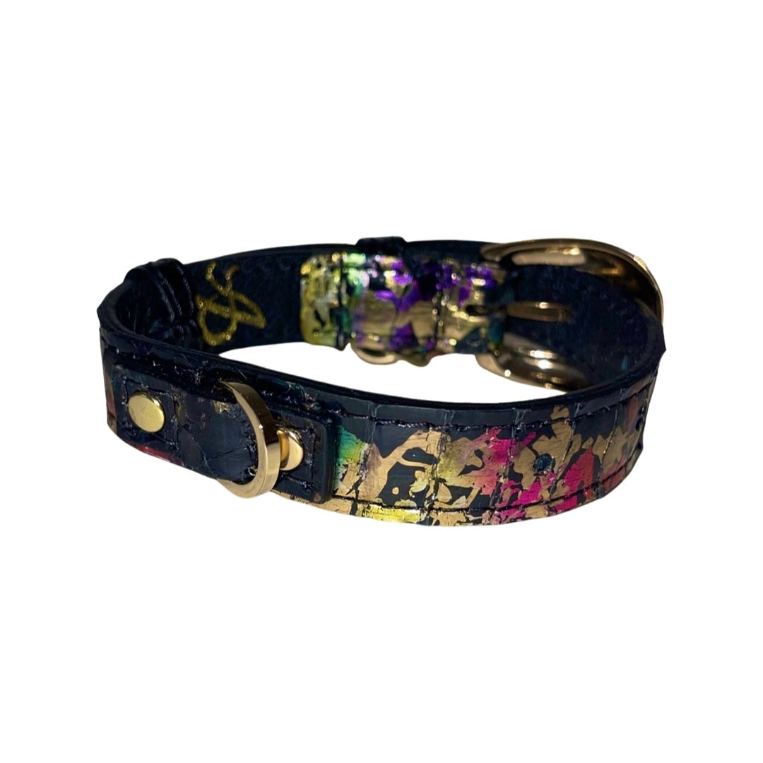 XS/S 7”-14” Multi-Color Art Deco Custom Snake Collar/Custom Gold Oval by Allysa Payne Beverly Hills - product image 2 for Resin Society