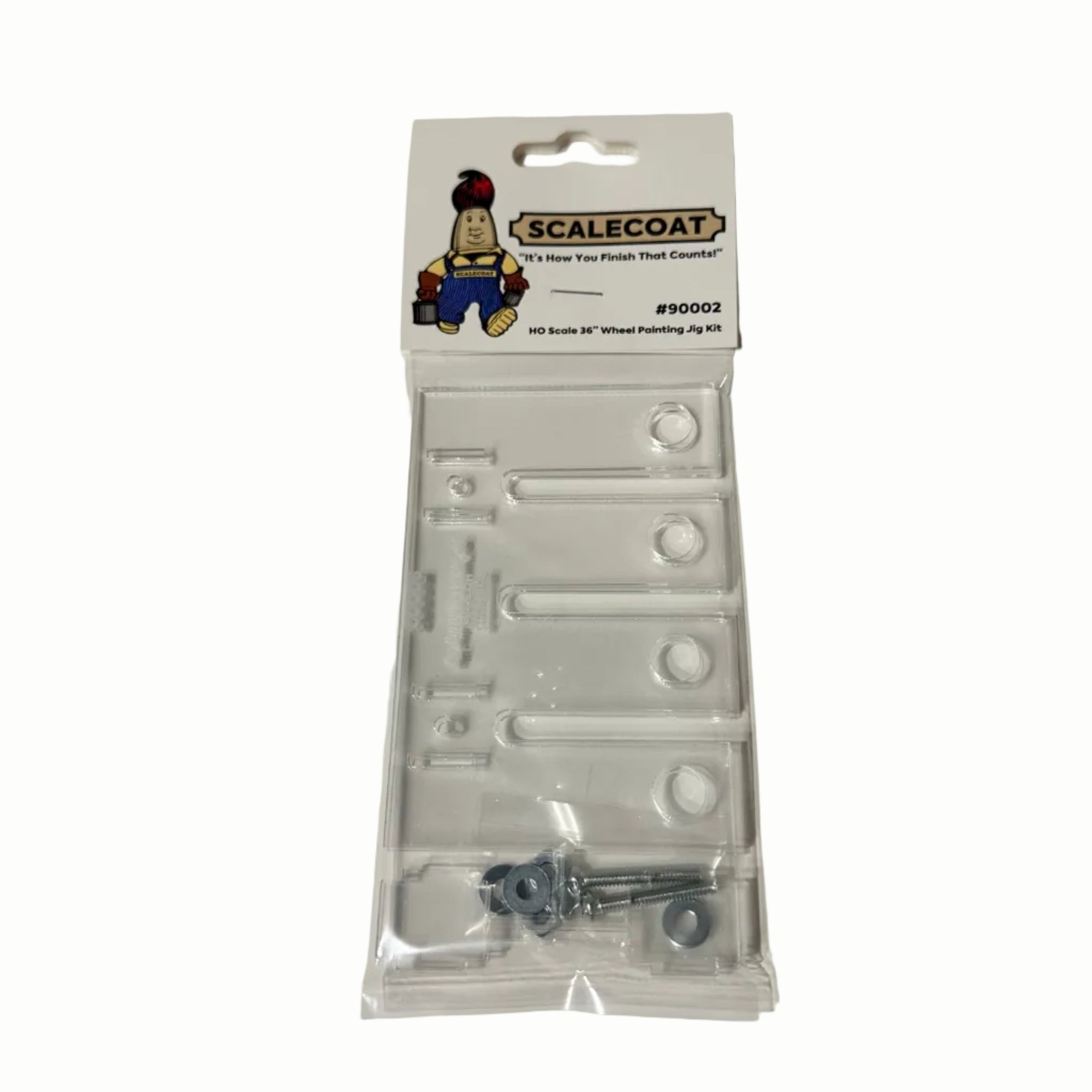 Scalecoat HO Scale 36" Wheel Painting Jig Kit - 90002 clear acrylic assembly tool with hardware components