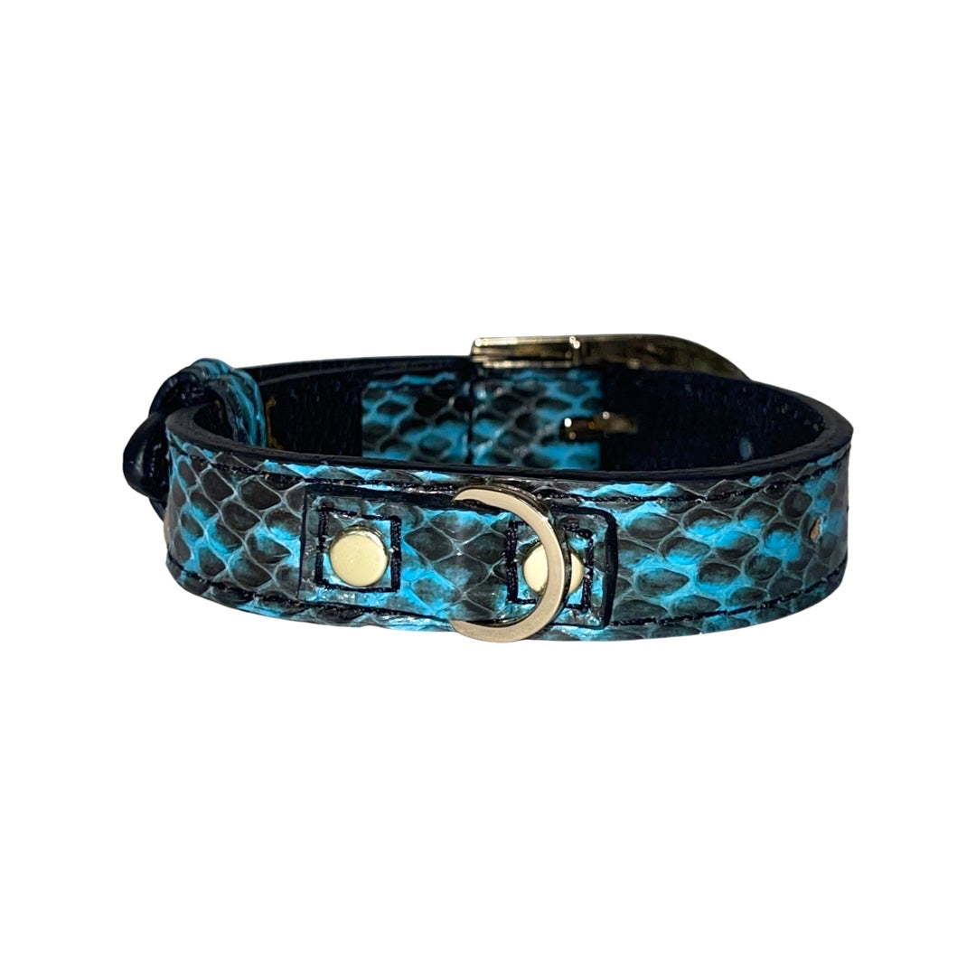 XS/S 7”-14” Turquoise & Black Custom Snake Collar/Custom Gold Italian by Allysa Payne Beverly Hills - product image 2 for Resin Society