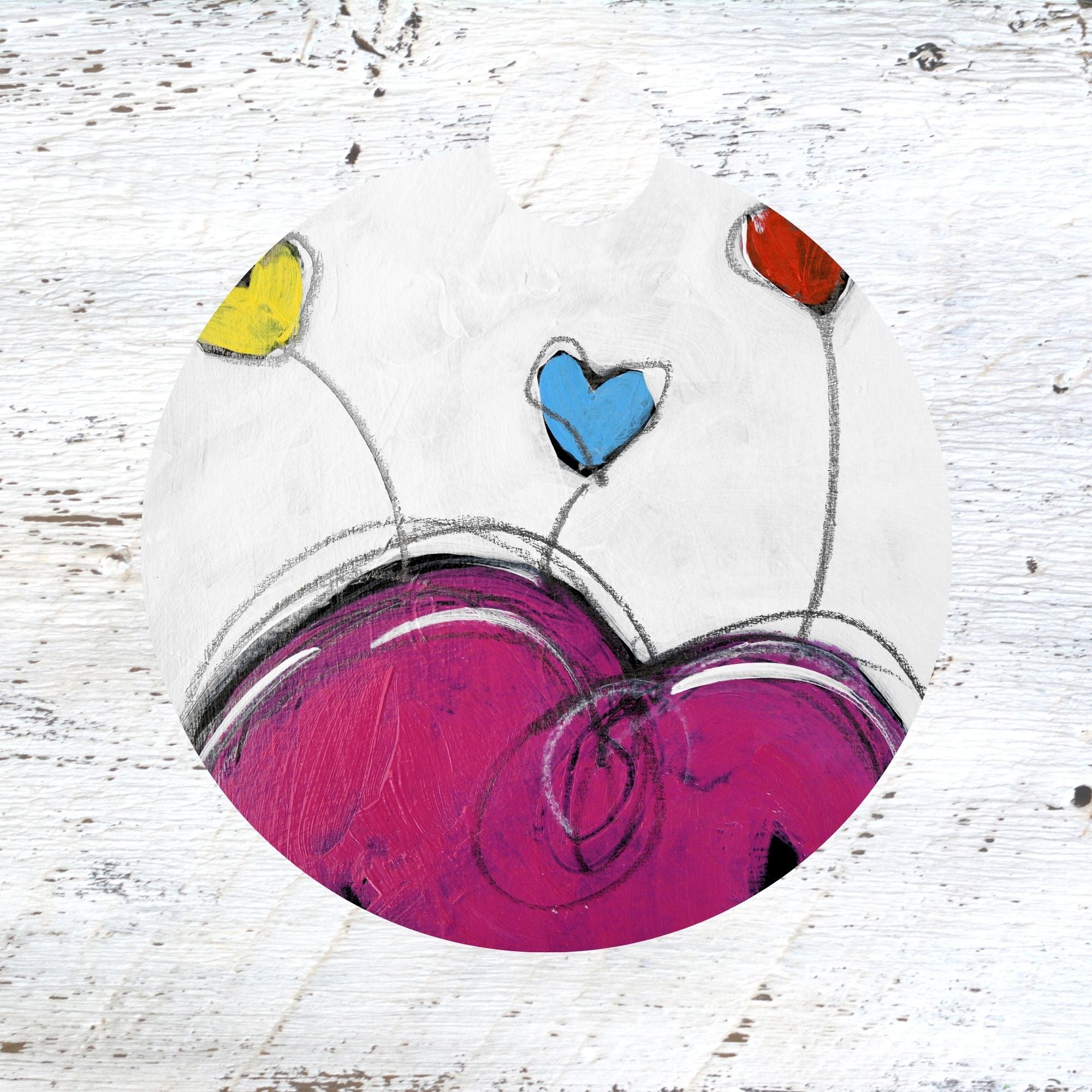 Car Coaster: Multi-color Hearts. Artist Christi Dreese by Dreese Fine Art - Resin Society