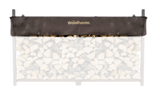 Woodhaven Short Firewood Rack Seasoning Cover in black on a firewood rack