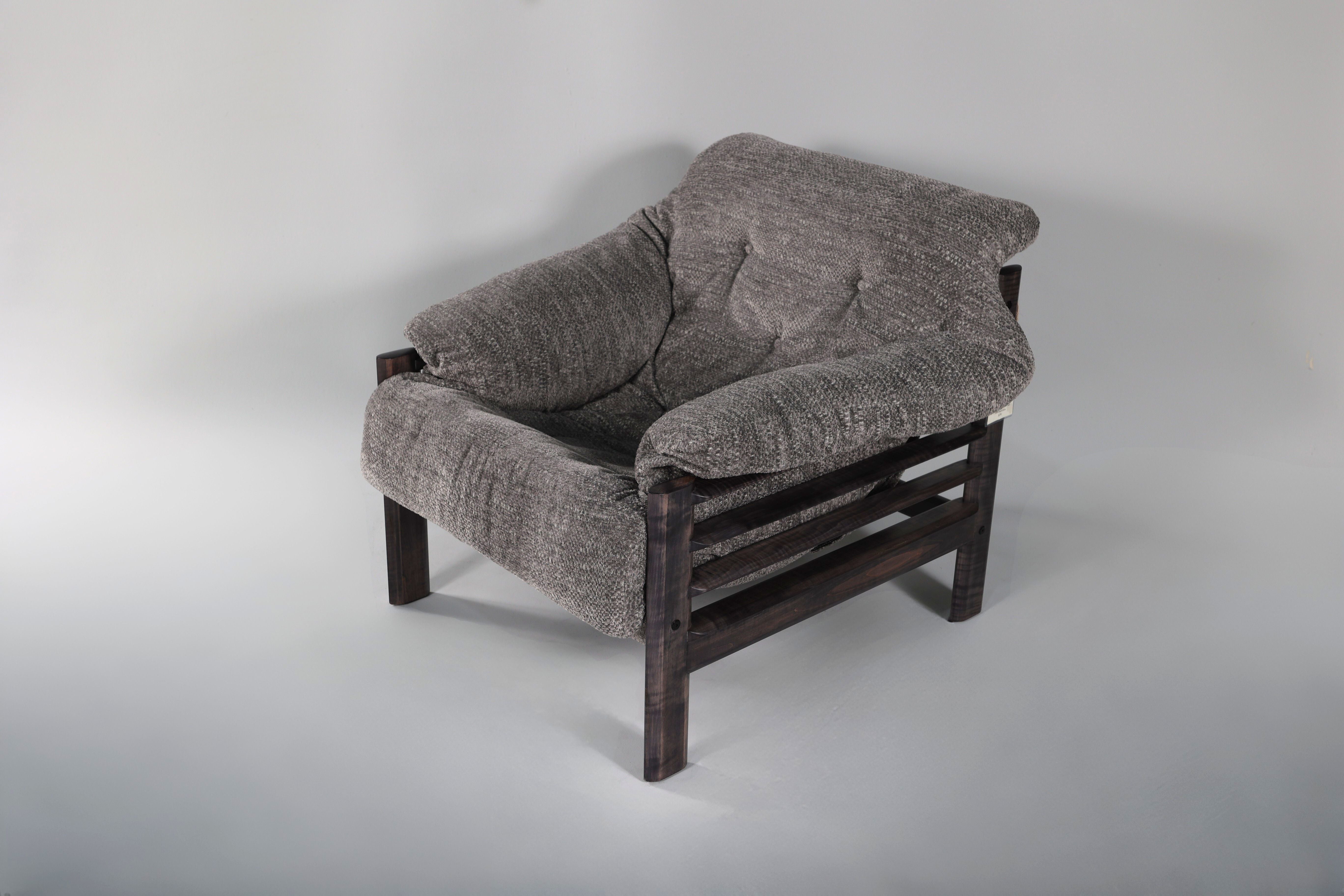 Chair & Ottoman – Oswalt Sterling with Tiger Maple Arms (Black) by Enrico Bartolini - product image 6 for Resin Society