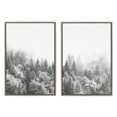 Sylvie Forest On A Foggy Day Black and White Framed Canvas Set by The by kateandlaurel - product image 11 for Resin Society