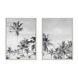 Sylvie Coastal Coconut Palm Tree Beach BW Framed Canvas Set by The