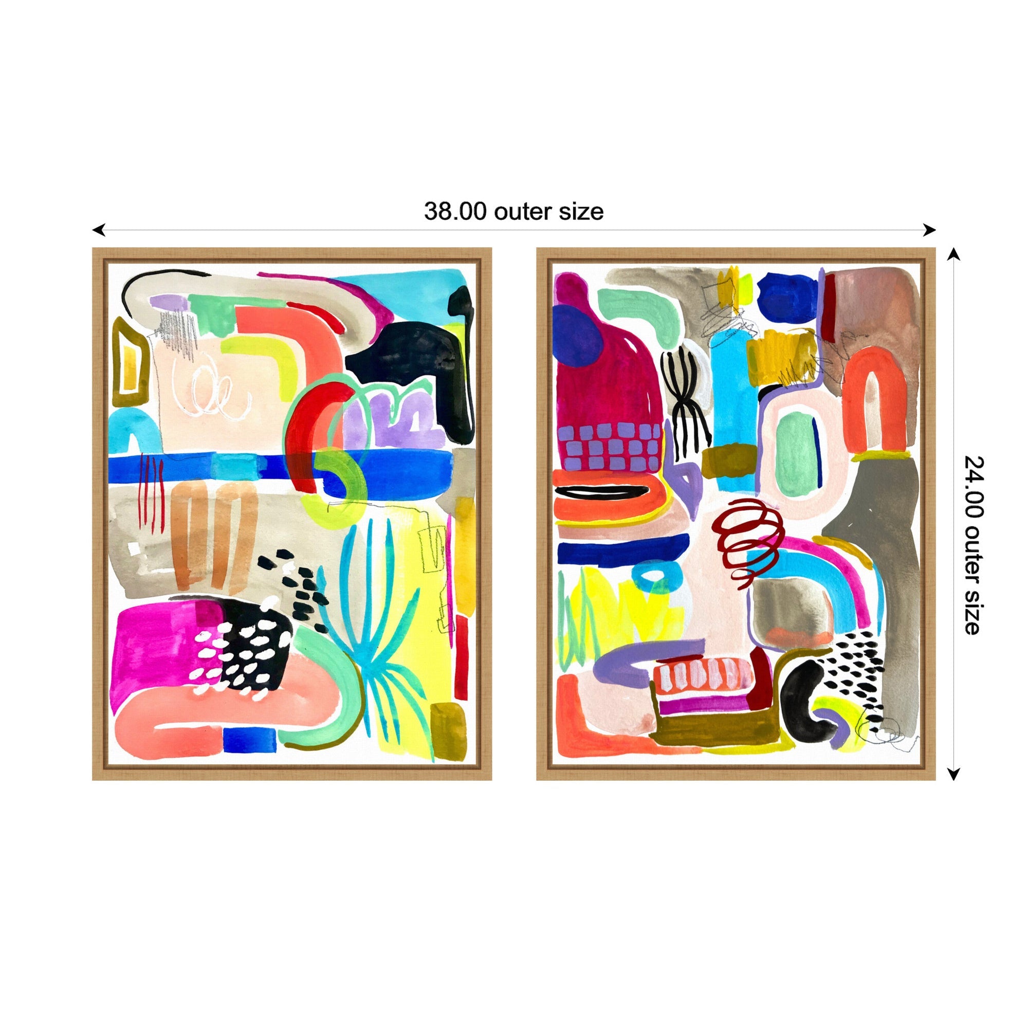 Sylvie Colorful Abstract 10 and 12 Framed Canvas Art Set by Emma Daisy