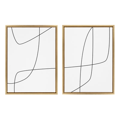 Sylvie Modern Line Abstract 3 and 4 Black and White Framed Canvas by kateandlaurel - product image 10 for Resin Society