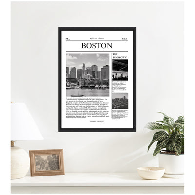 Boston Article by Megan Ryan Framed Canvas Wall Art Print