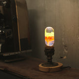 EP Light vintage resin lamp with round wooden base and LED bulb
