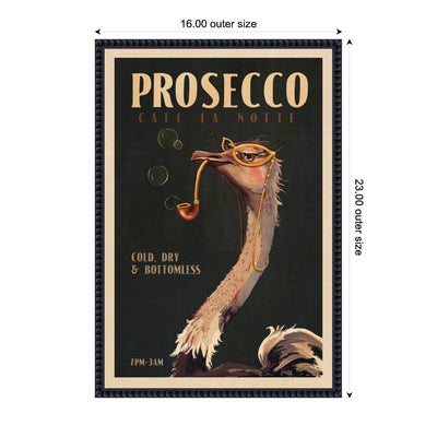 WG Deco Prosecco Ostrich by The Whiskey Ginger Framed Canvas Wall Art Print