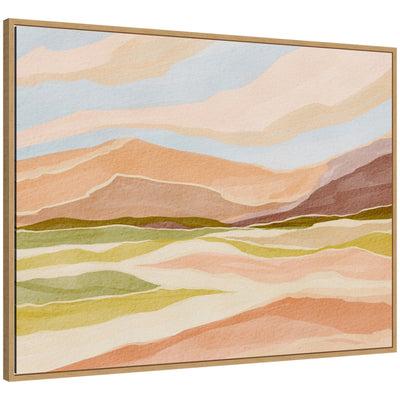 Sylvie Desert Dreams abstract framed canvas art showing layered shapes in muted earth tones