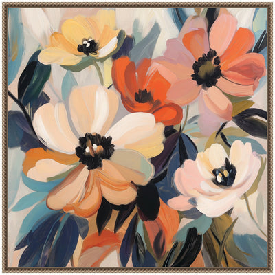 Sylvie Garden Bloom Abstract Bouquet III Framed Canvas by The Creative Bunch Studio