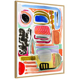 Sylvie Abstract 09 Framed Canvas by Emma Daisy showing abstract shapes in soft beige, grey, and brown tones within a Beaded Black frame.