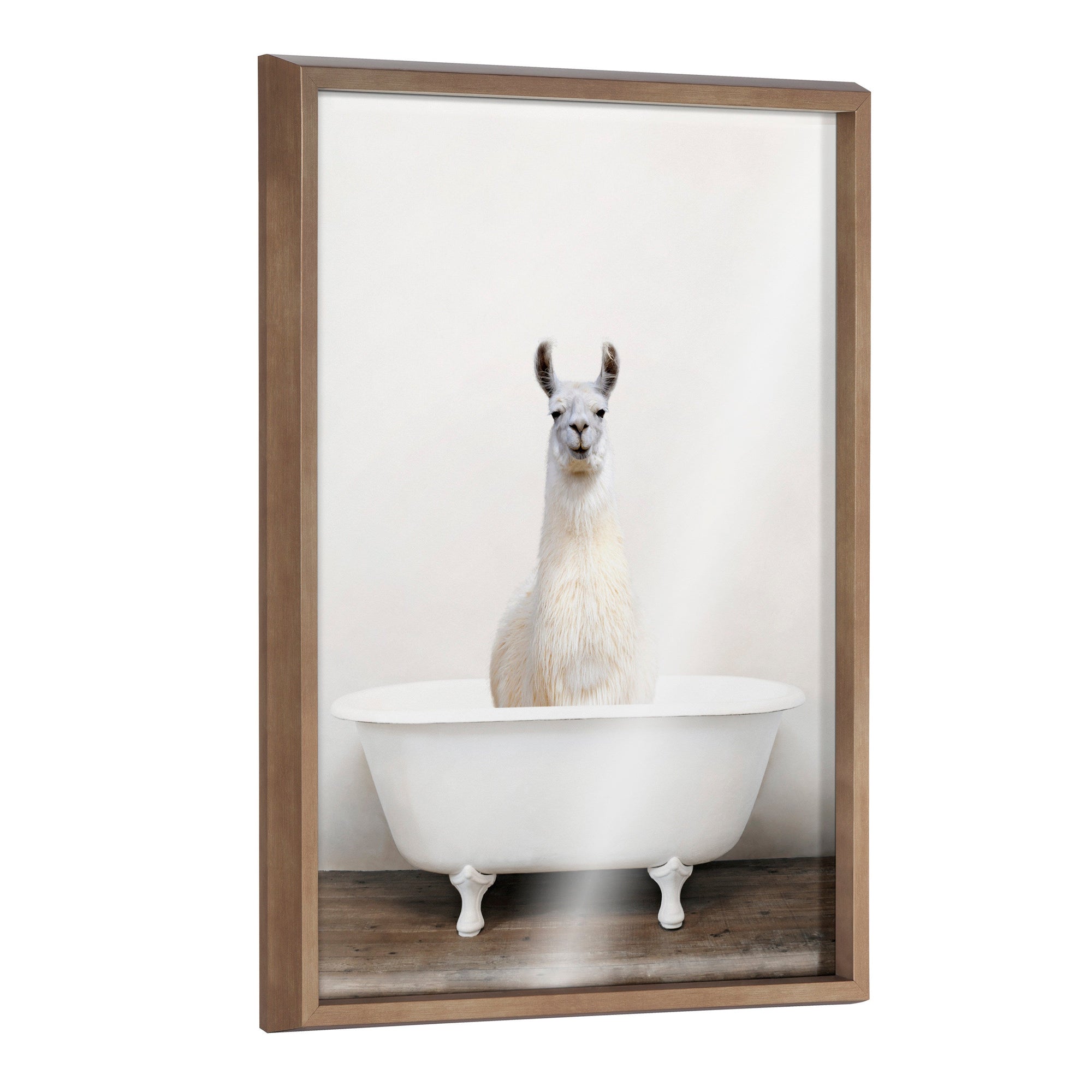 Blake Alpaca in the Tub Color Framed Printed Glass by kateandlaurel - main product image for Resin Society