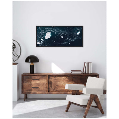 Sylvie Blue and White Iceberg Pattern in Greenland Framed Canvas by Michael Schauer