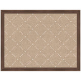 Rectangular beige pinboard with a subtle lattice pattern of diagonal lines and small squares, framed with a dark brown wood border.