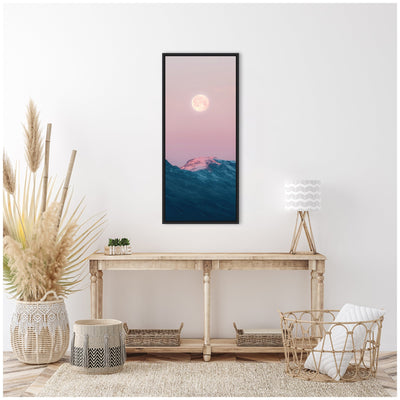 Sylvie Pastel Moonrise over Icelandic Mountains Framed Canvas by Michael Schauer